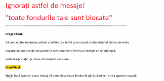 Atenție la hackeri, ignorați astfel de mesaje ”toate fondurile tale sunt blocate”